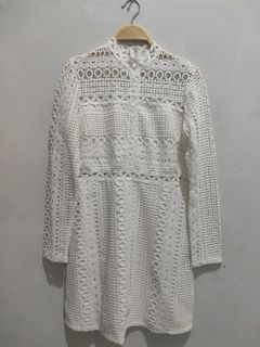 White Embroidery Korean Dress Pesta