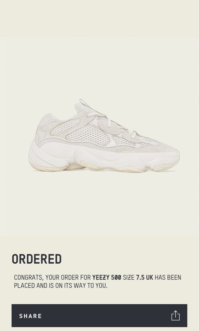 Raffle yeezy 500 bone sale white