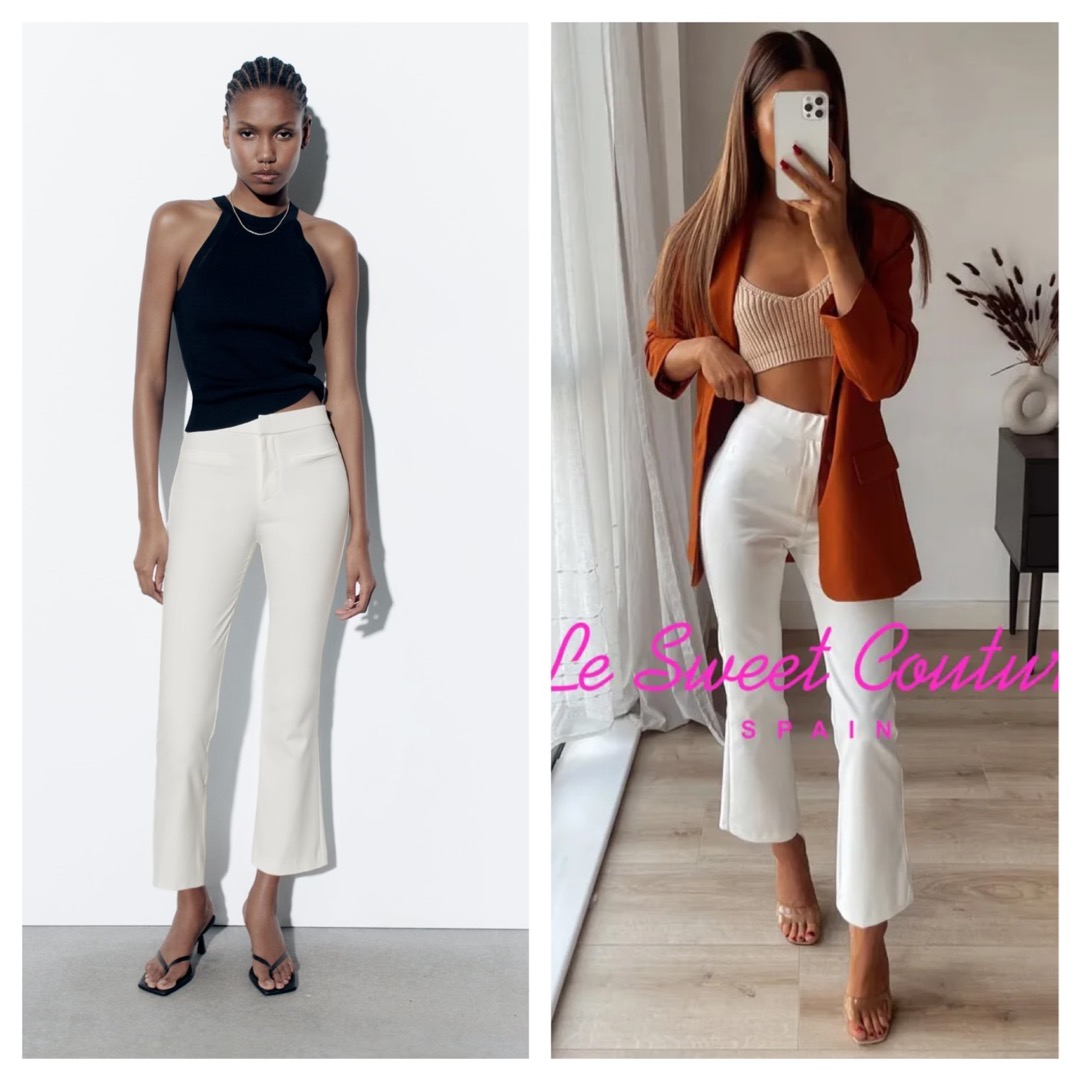 Zara High Waist Trousers Oyster White XL, Women's Fashion, Bottoms, Jeans &  Leggings on Carousell