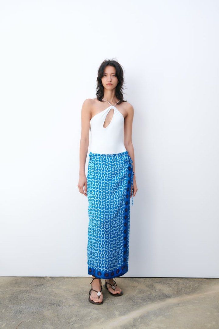 Striped wrap skirt zara deals