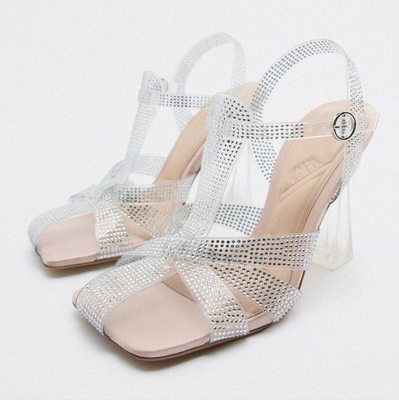 Vinyl high on sale heel sandals