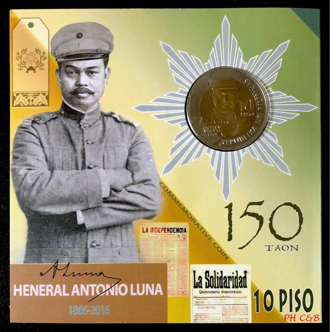 10 Piso Philippine Commemorative (Category: Currency) located in Valenzuela. Submitted by phcoins.banknotes08 (Listing ID 1247208526, Image 3). Description: 10 Piso Philippine Commemorative Uncirculated Grade ₱300 each ₱600 Set 3pcs 🔹2016 Heneral Antonio Luna 150 Taon 🔹2016 Heneral Piso Miguel Malvar 🔹2014 Apolinario Mabini.
