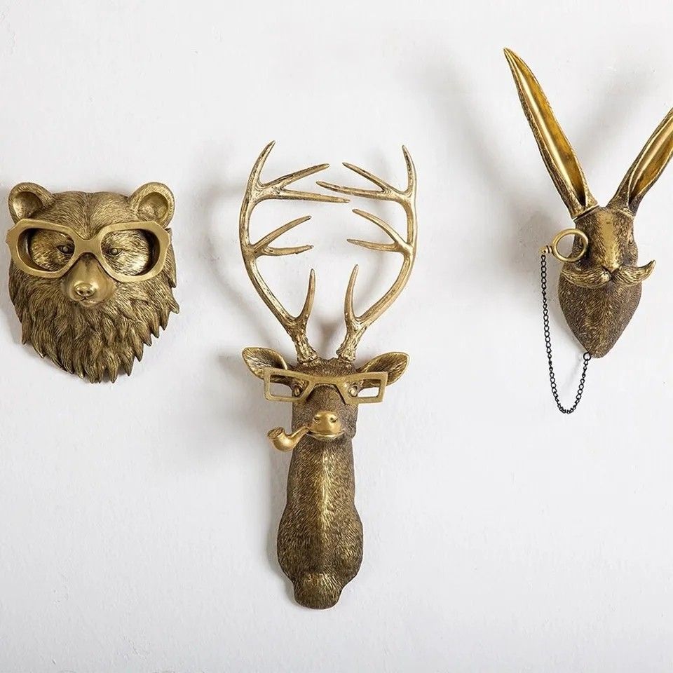 Gold deer head clearance pendant