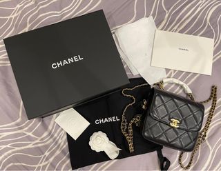 保證正品 全新CHANEL 23p超美黑油蠟羊 作舊金釦拉鍊口蓋 手提/後背包