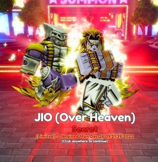 DIO JIO (Over Heaven) PERFECT STAT SSS The World Over Heaven Anime  Adventures AA