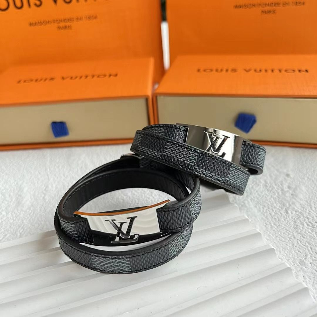 Louis Vuitton DAMIER GRAPHITE Sign it bracelet (M6616E)