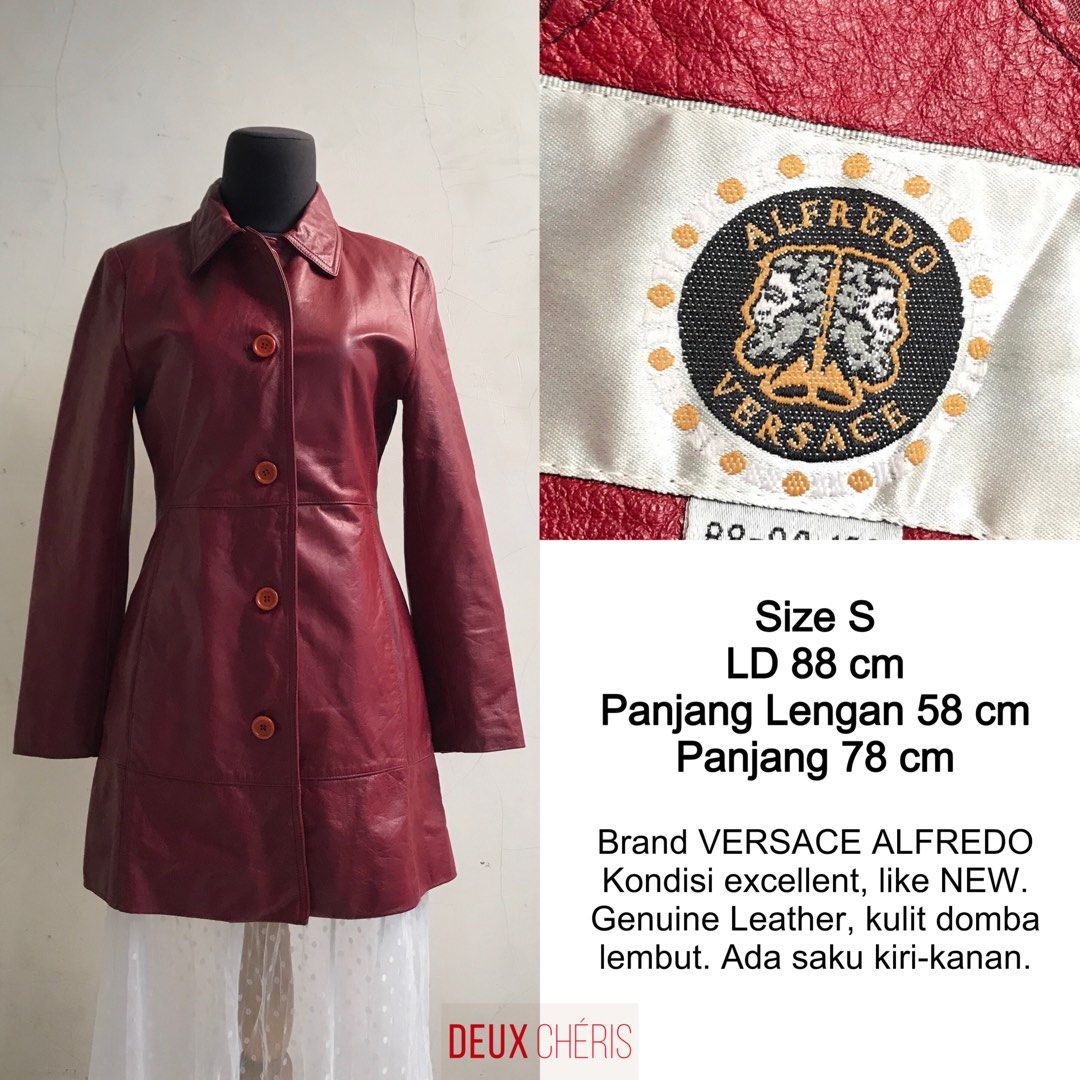 Versace red discount leather jacket