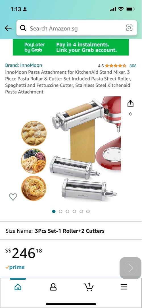 Amzchef 3 in 1 Pasta Sheet Roller Attachment Set for KitchenAid