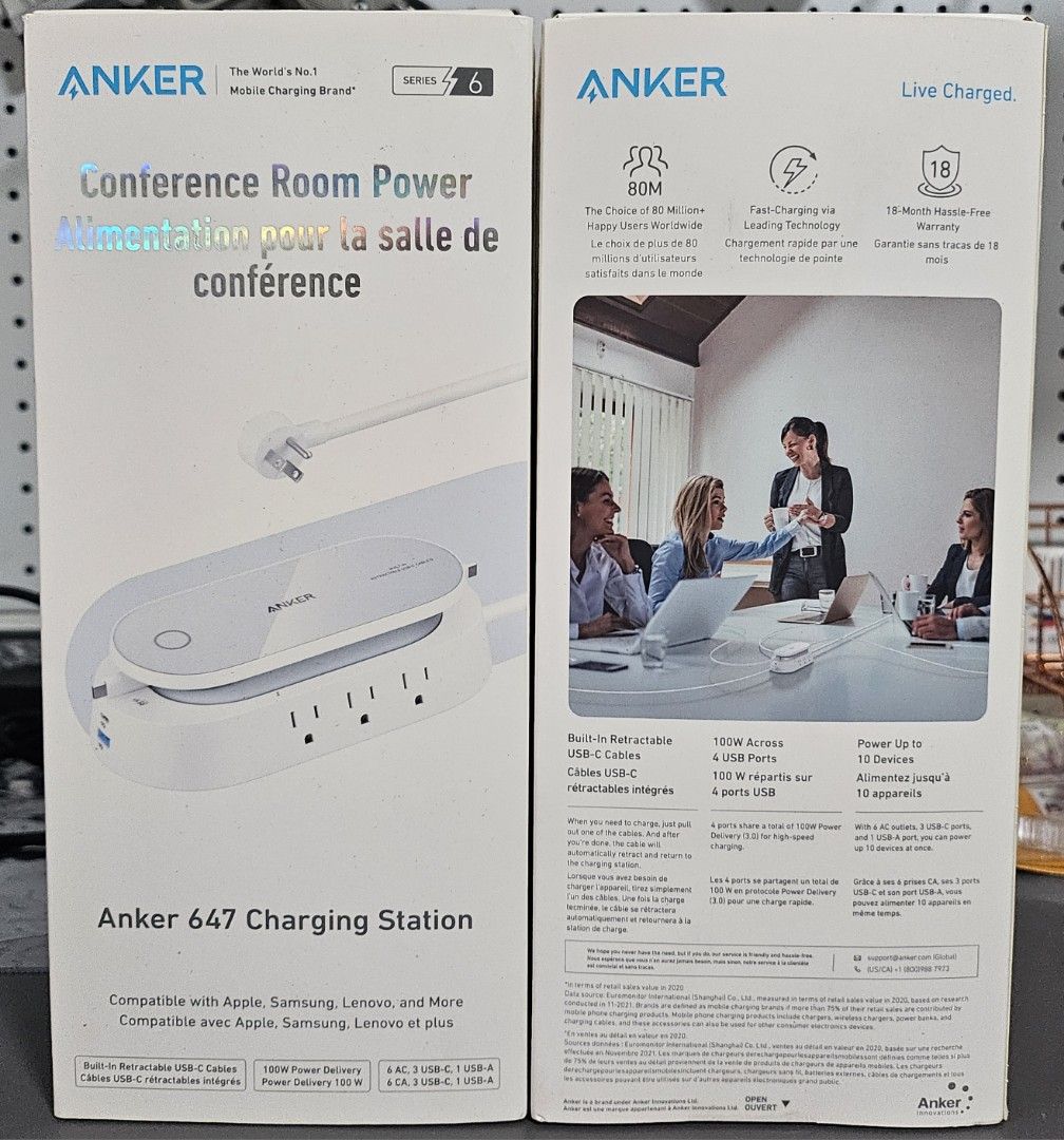 Anker 647 Charging Station (100W), 10-in-1 Power Strip with 6 AC