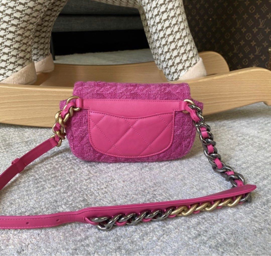 Authentic Chanel 19 Pink Tweed *Barbie, Luxury, Bags & Wallets on Carousell