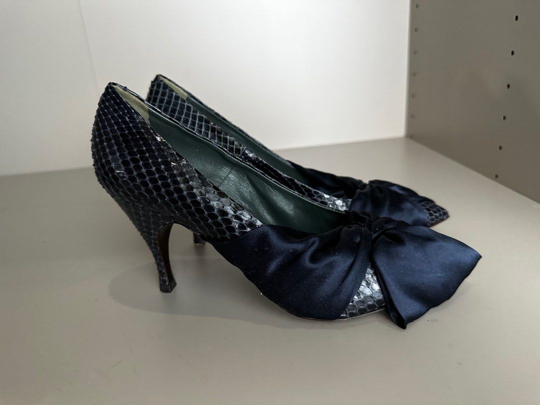 Navy snakeskin heels sale
