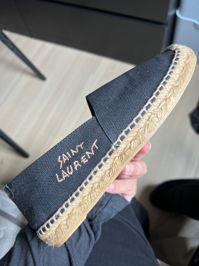 Saint laurent logo embroidered sales espadrilles