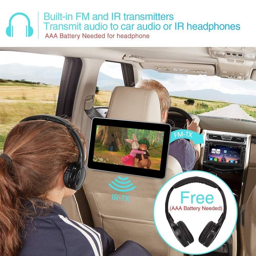 AUTOWINGS 10.1'' Car Headrest DVD Player Touch Screen Video with IR ...