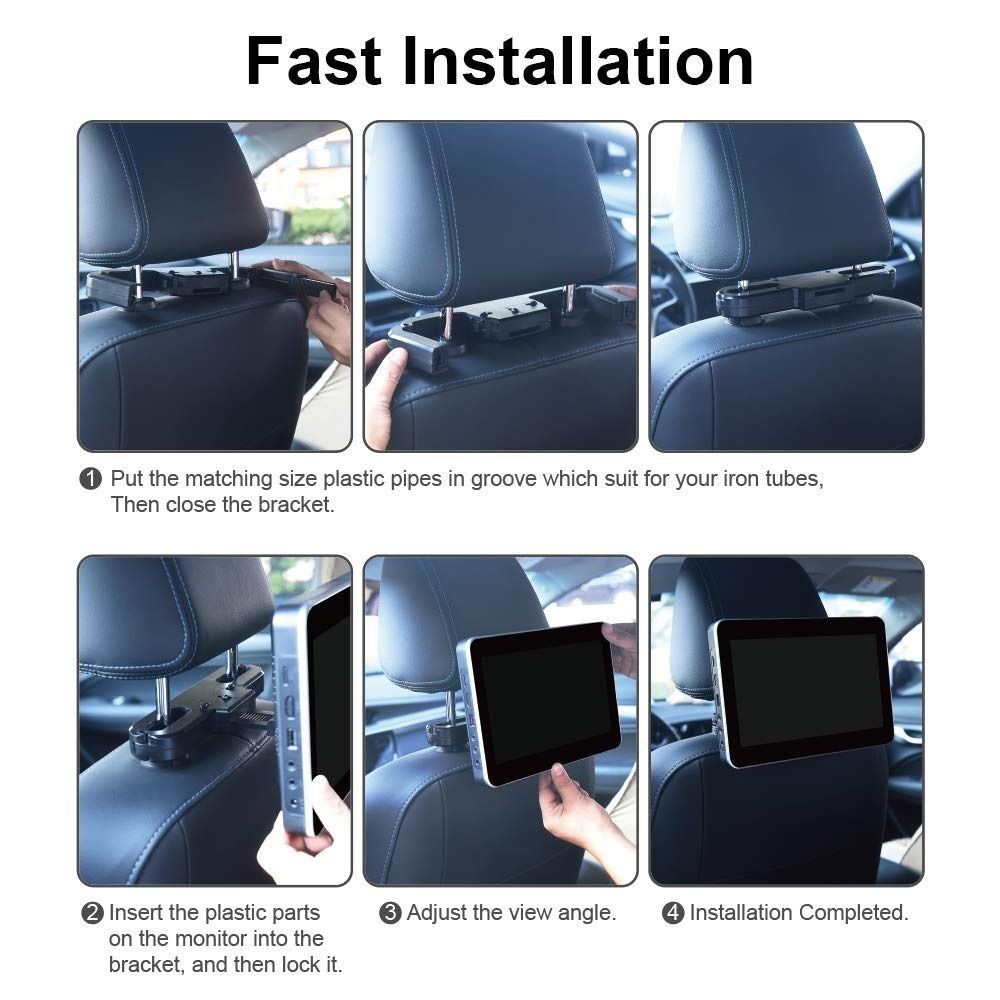 AUTOWINGS 10.1'' Car Headrest DVD Player Touch Screen Video with IR ...