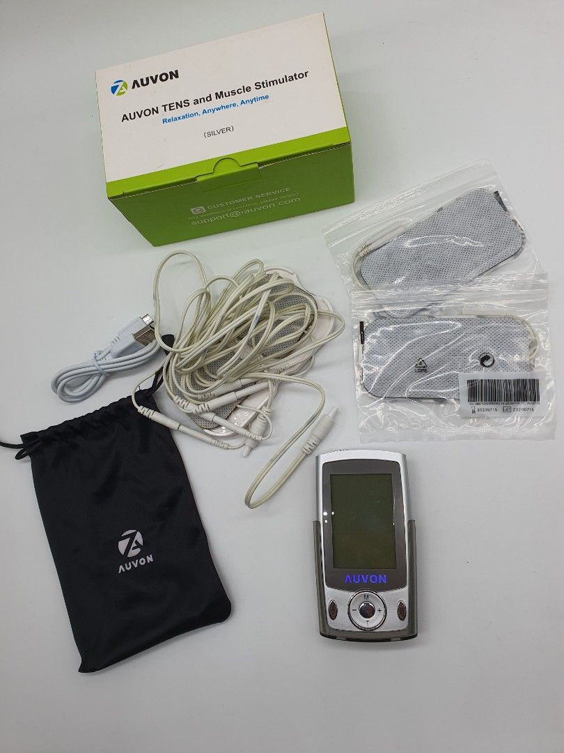 AUVON Dual Channel TENS Unit Muscle Stimulator Machine with 20