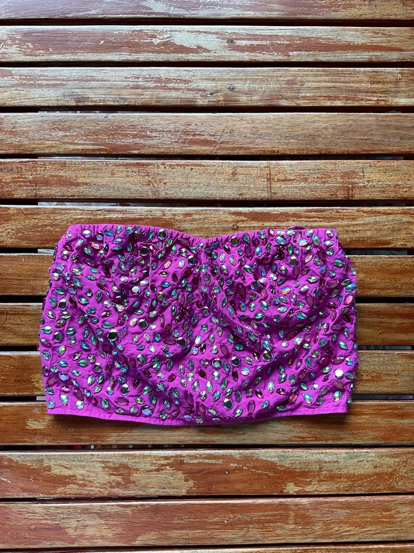 Barbie inspired pink sparkly tube top on Carousell