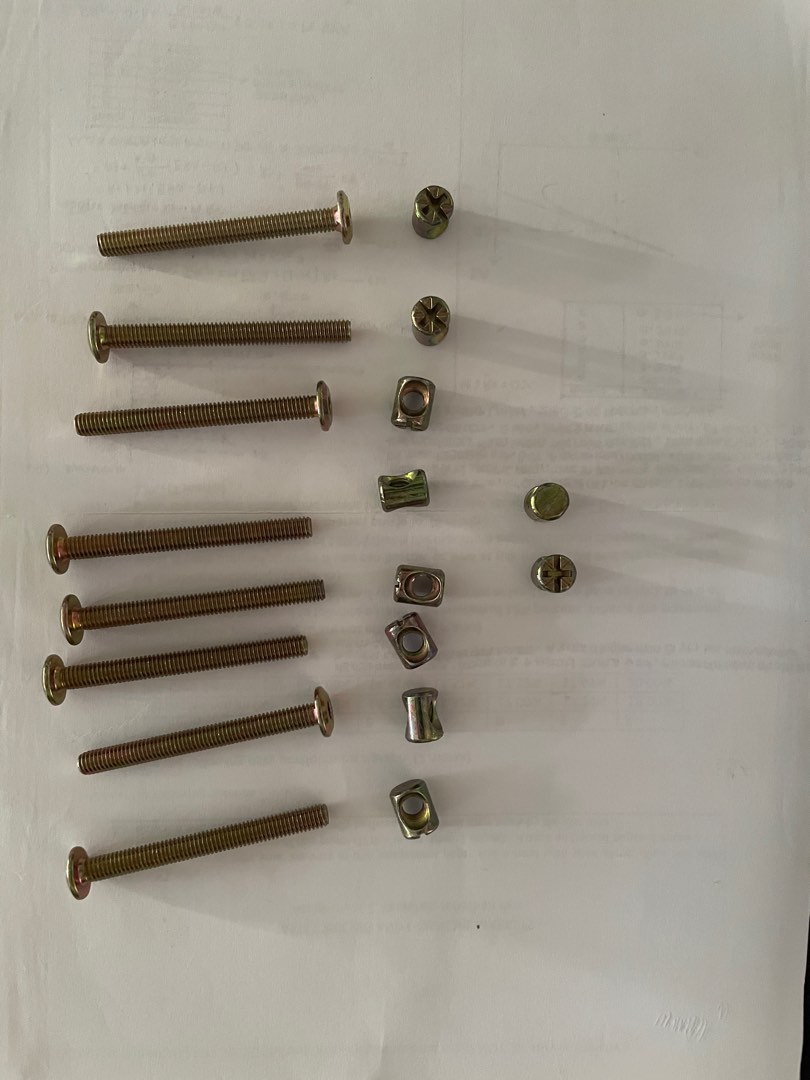 Barrel bolt & nuts M6x60mm8pcs, Furniture & Home Living, Furniture