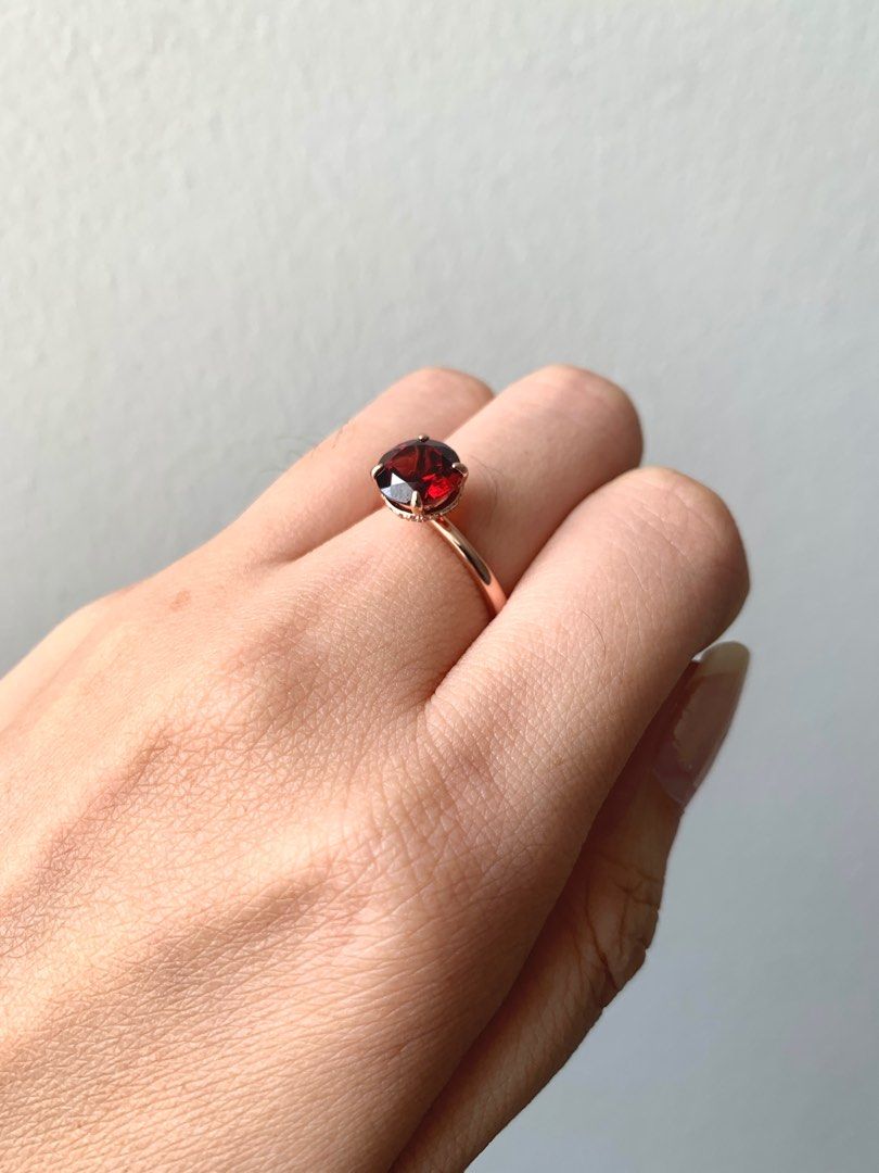 Beyond Satement Garnet Ring Rose Gold Women s Fashion Jewelry