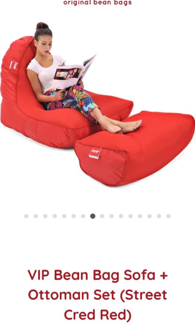Big PIMP bean bag set with foot rest and pocket, Furniture & Home
