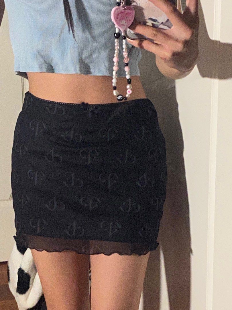 black mesh mini skirt Women s Fashion Clothes on Carousell