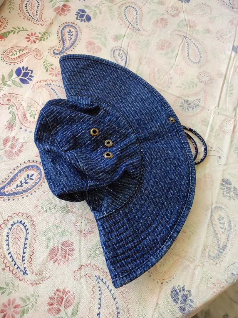 Blue Thick Denim Fishing Wide Brim Hat, Women's Fashion, Watches