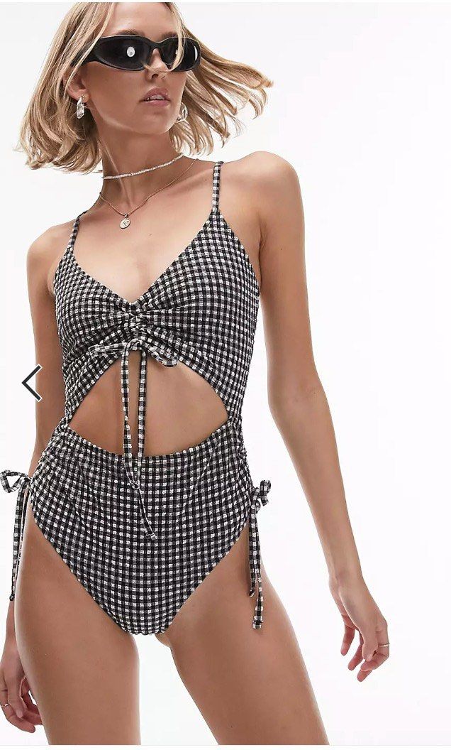 Gingham cut out top swimsuit