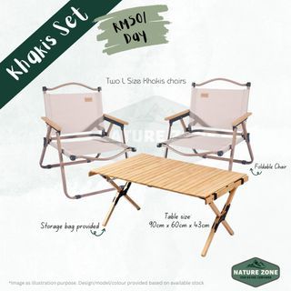 Camping Chair + Table Khakis Set [For Rent]