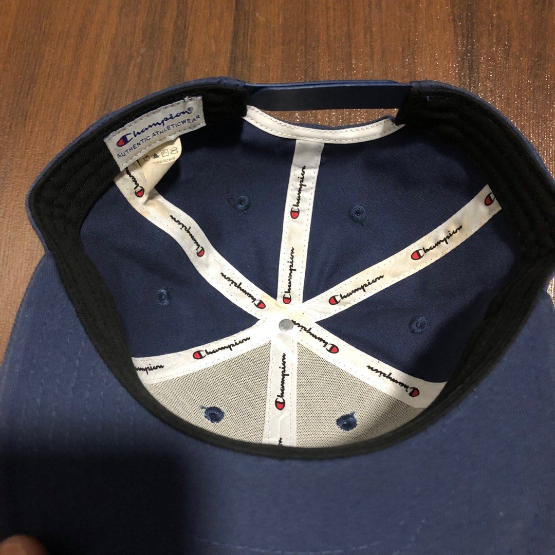 Cap (Category: Caps & Hats) located in Singapore. Submitted by _redhotchillipepper_ (Listing ID 1247296145, Image 3). Description: Like new original Champion blue flat brim cap.