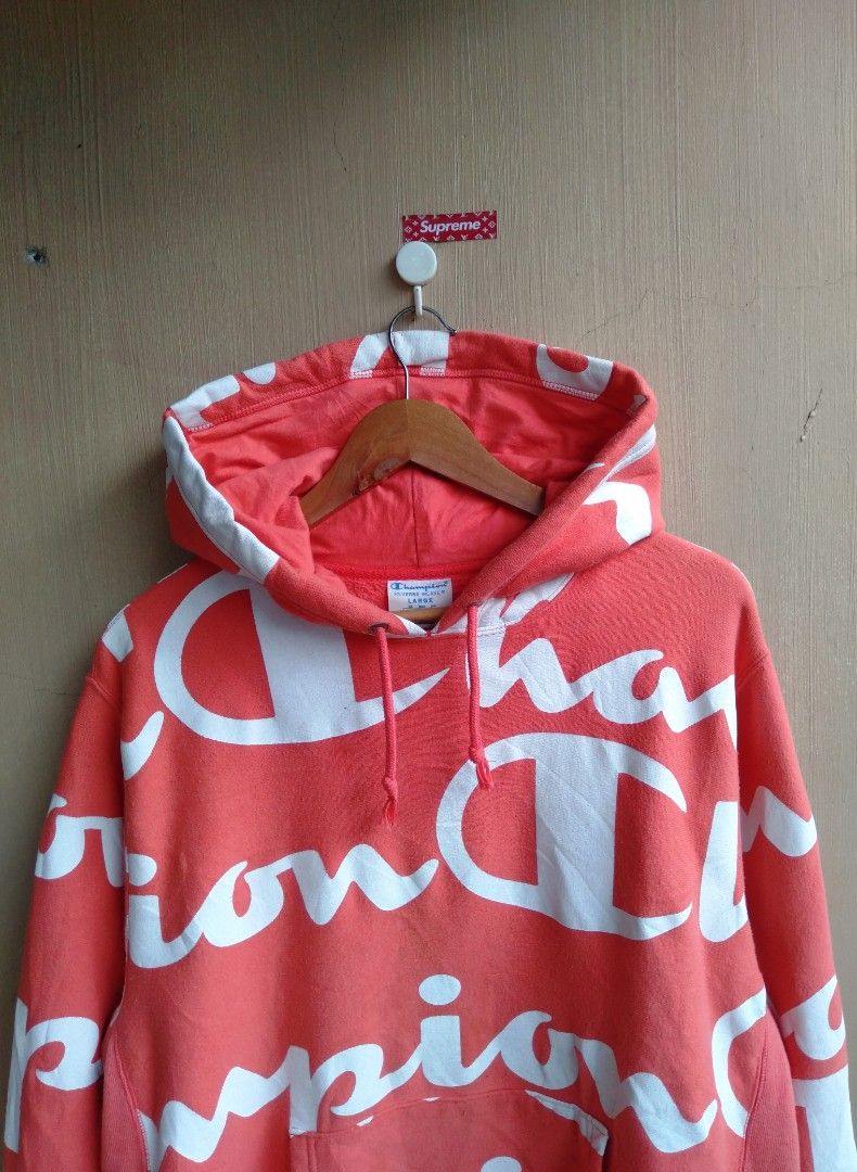 Champion all over print hoodie red discount