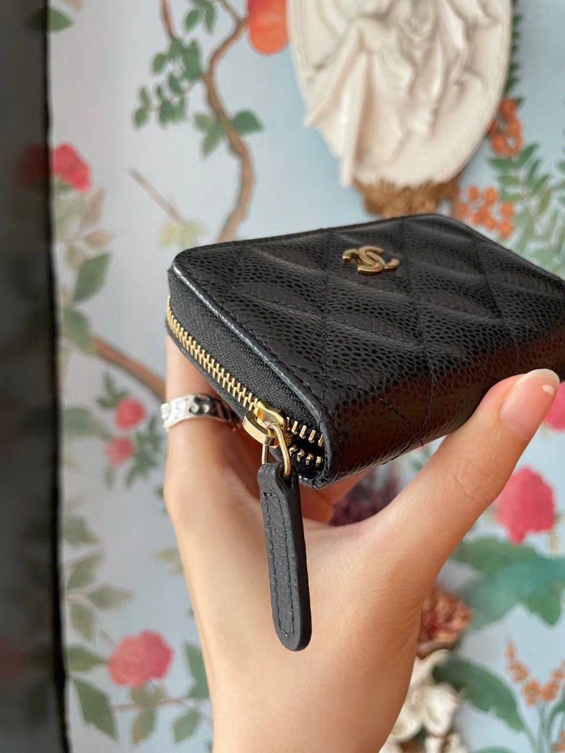 chanel card holder with zipper