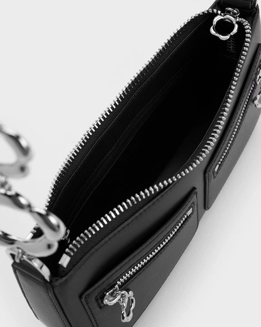 Black Safia Double Zip Chain Bag, WHISTLES