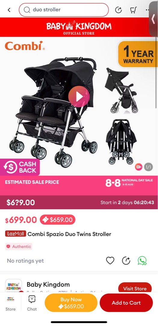 Combi Spazio Duo Twins Stroller Babies Kids Going Out Strollers on Carousell