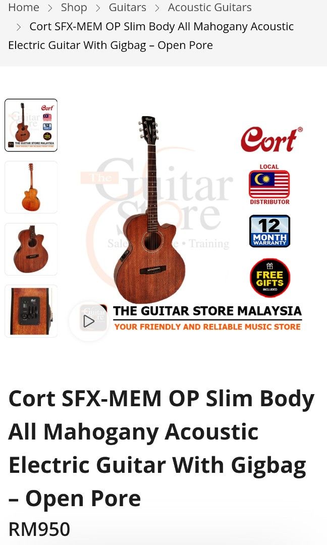 Cort SFX-MEM OP Open Pore Slim Body All Mahogany Acoustic Electric