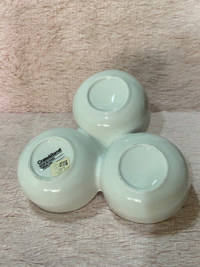 Crate & Barrel 3 Dish Condiment Server with Handle (Category: Dinnerware & Cutlery) located in Marilao. Submitted by gi_yan (Listing ID 1247178882, Image 3). Description: Like new Crate & Barrel condiment server, bought in USA. Would pass as brand new.