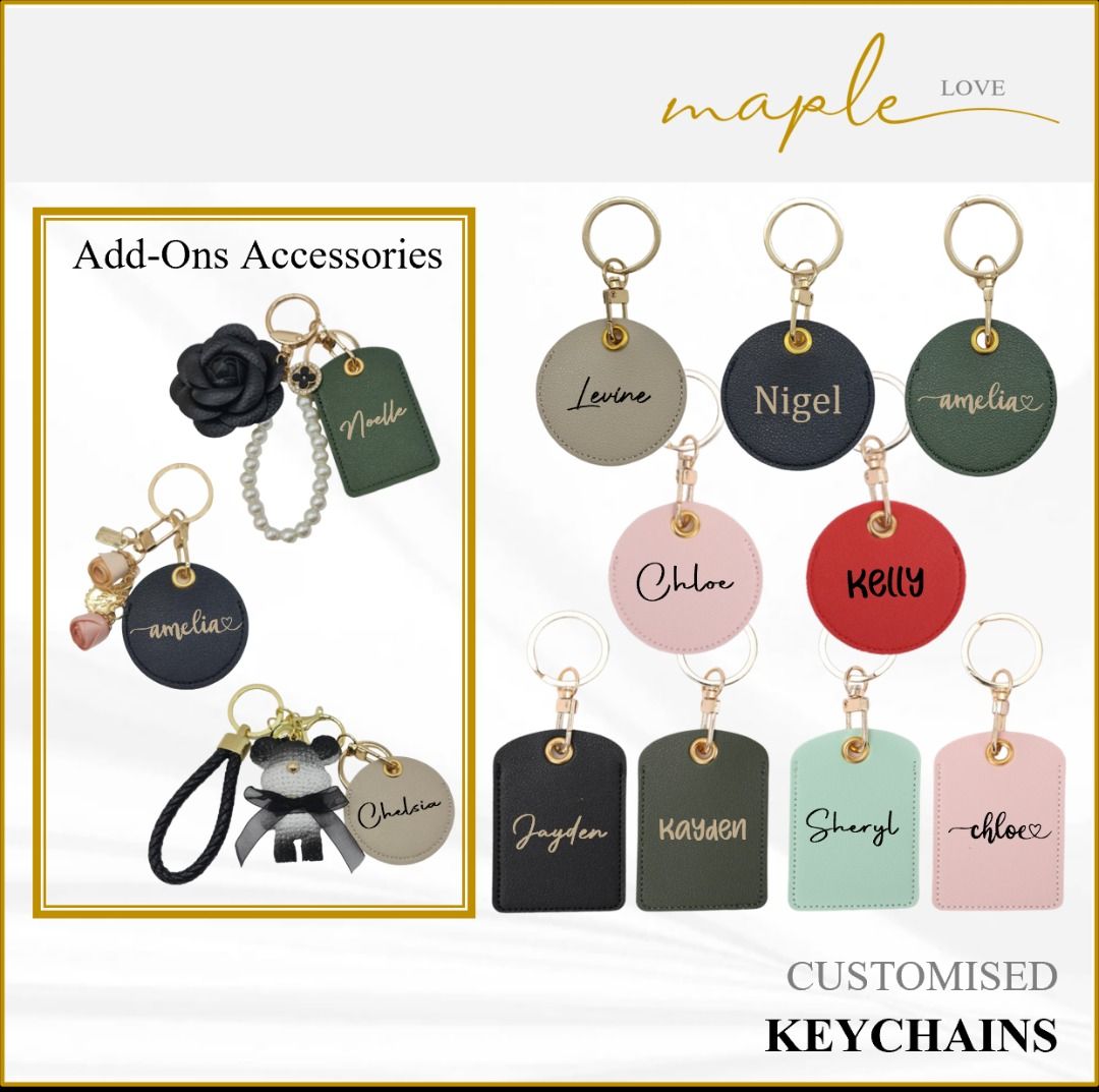 Customised Personalised Name PU Leather Keychain Key Tag Key
