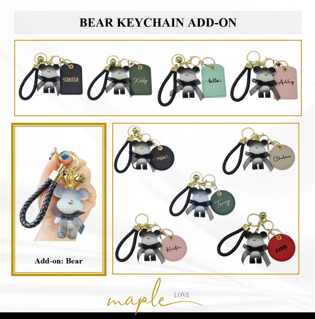 Customised Personalised Name PU Leather Keychain Key Tag Key