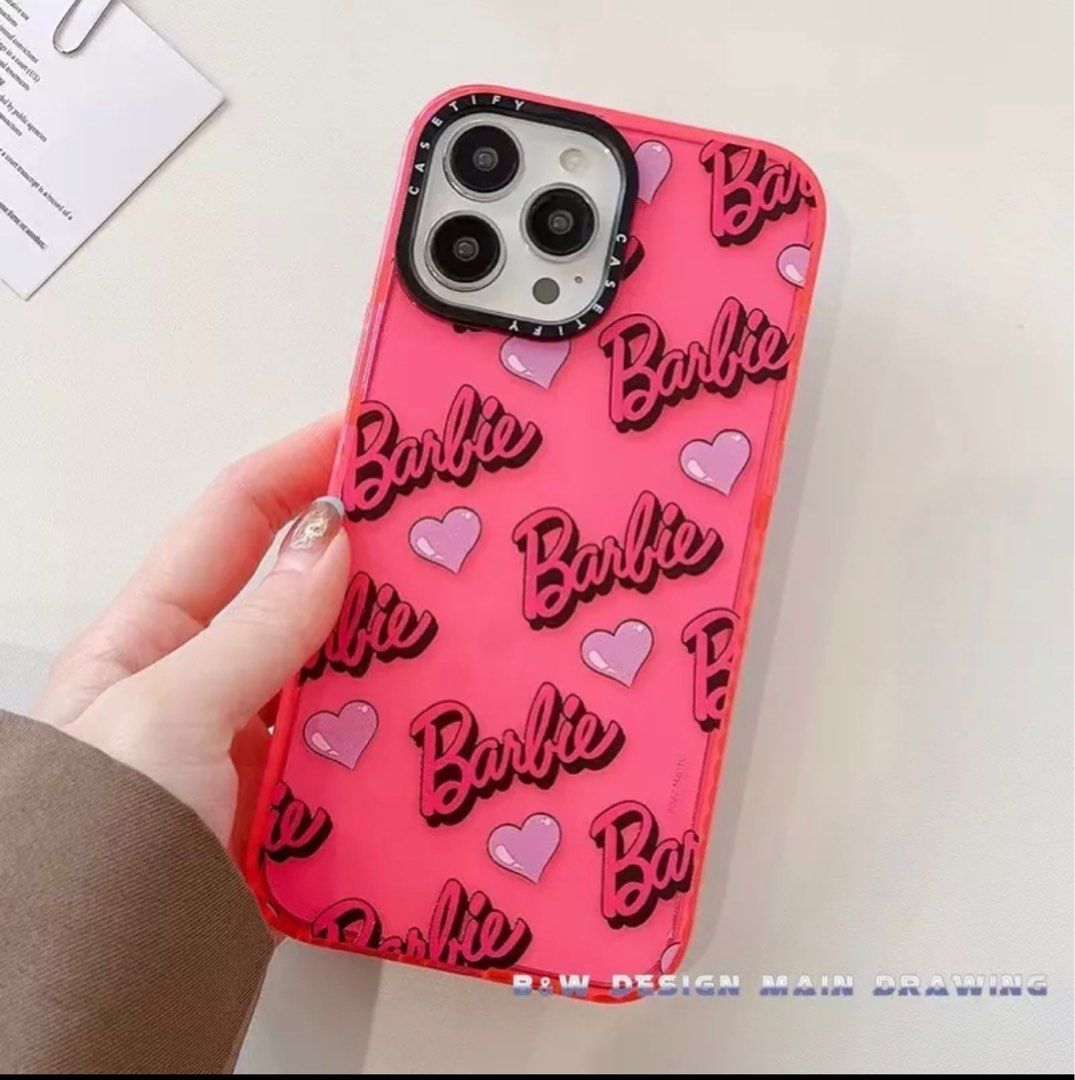 Cute Pink Love BARBIE Apple iPhone Case 14 13 12 11 Translucent Durable Smooth