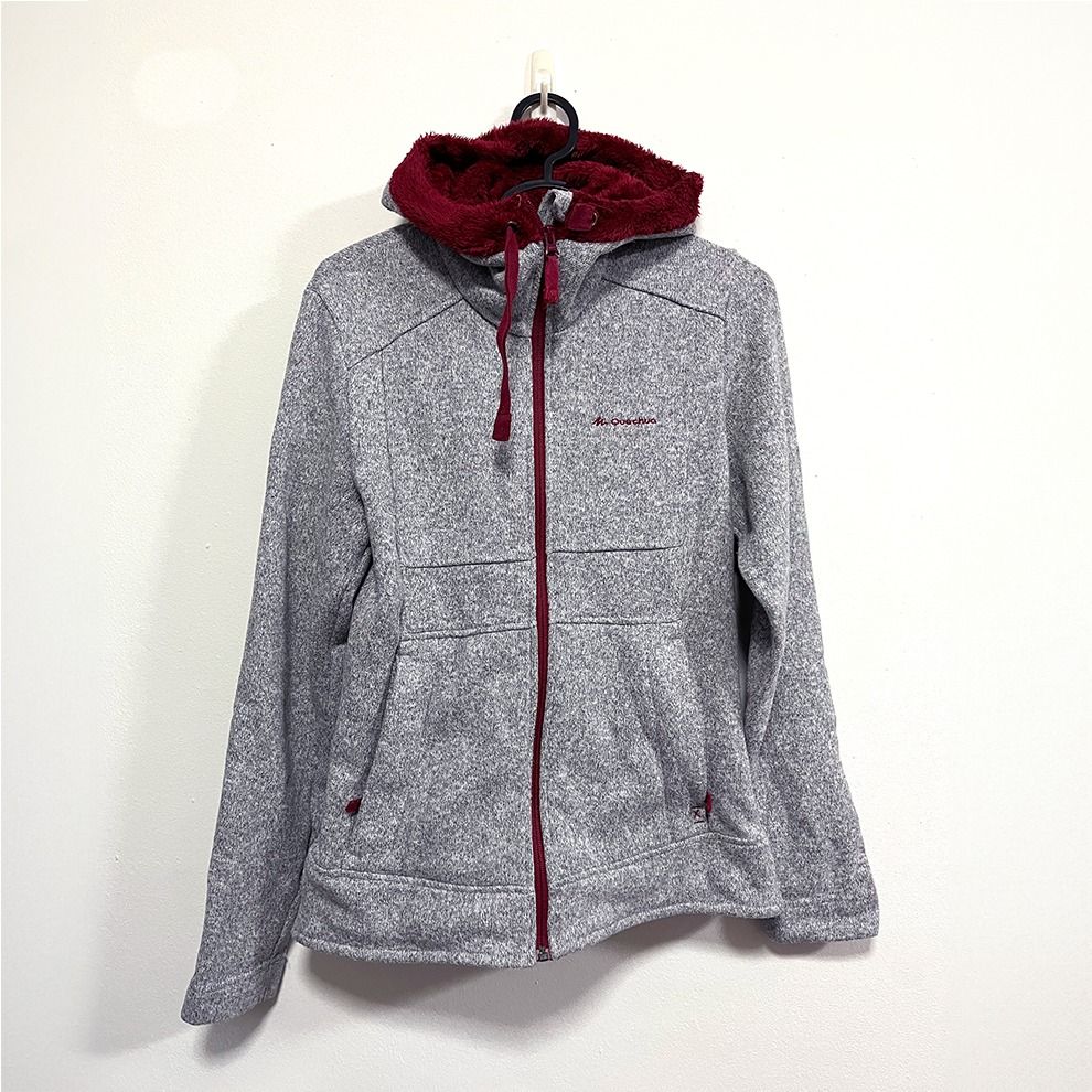 Quechua Decathlon grey winter sports hooded jacket women's size