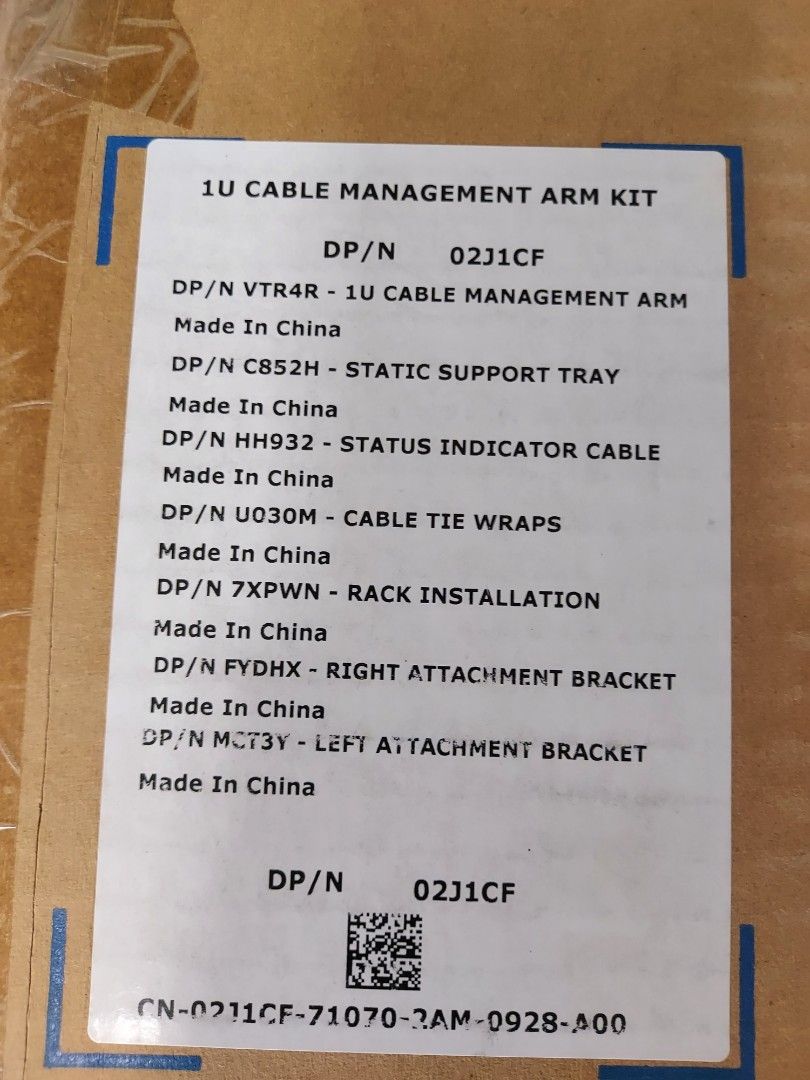 DELL CABLE MANAGEMENT ARM 1U KIT (02J1CF) FOR DELL POWEREDGE SERVERS