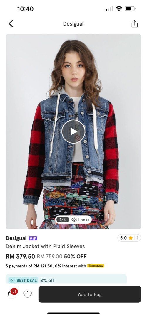 Denim jacket with flannel sleeves clearance