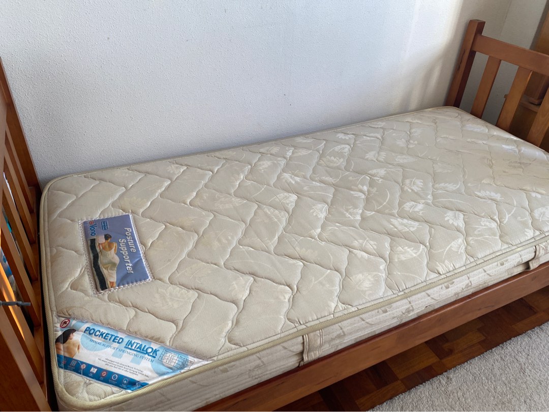 Single Sized Mattress & Bed Frame (1 Set), Furniture & Home Living