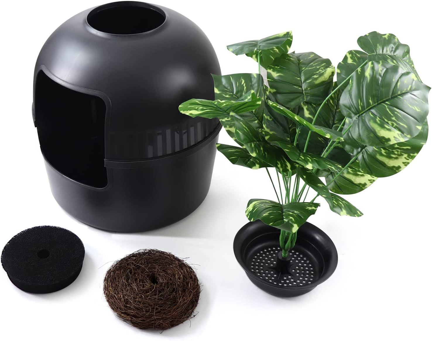 eXuby Hidden Litter Box for Cats Black Planter Furniture Litter Box w