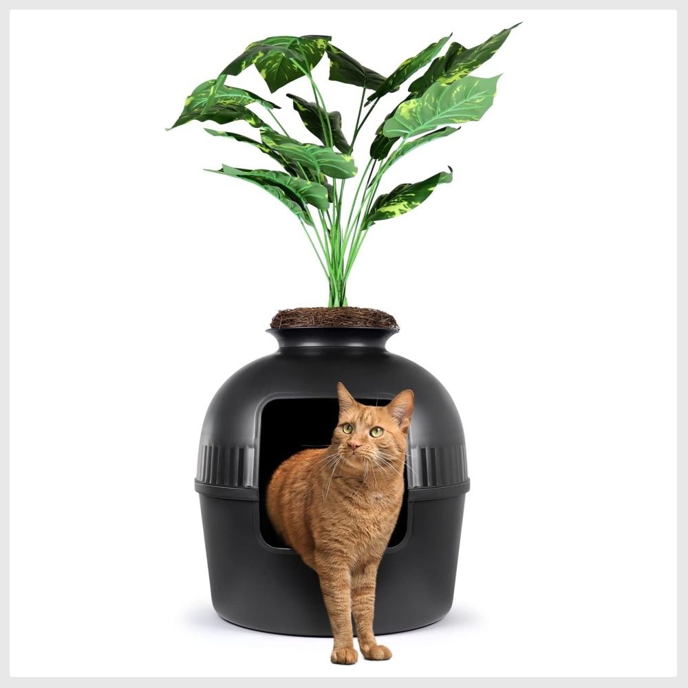eXuby Hidden Litter Box for Cats Black Planter Furniture Litter Box w