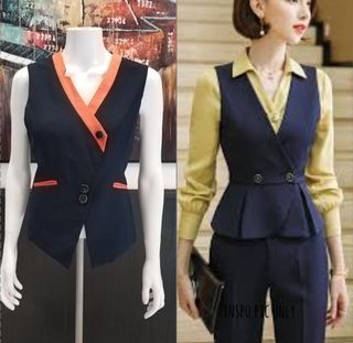 Formal Lady Waistcoat /Blazer Vest Gilet Tank Tops Retro Sleeveless Blazer Coat Button Top