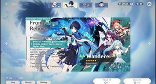 Genshin Impact Wanderer Account AR 45 Asia server 29k primos (PLS READ B4 ASKING FOR PICS EVERYTHING IS THERE)