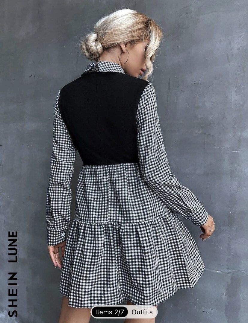 Gingham shop print dress