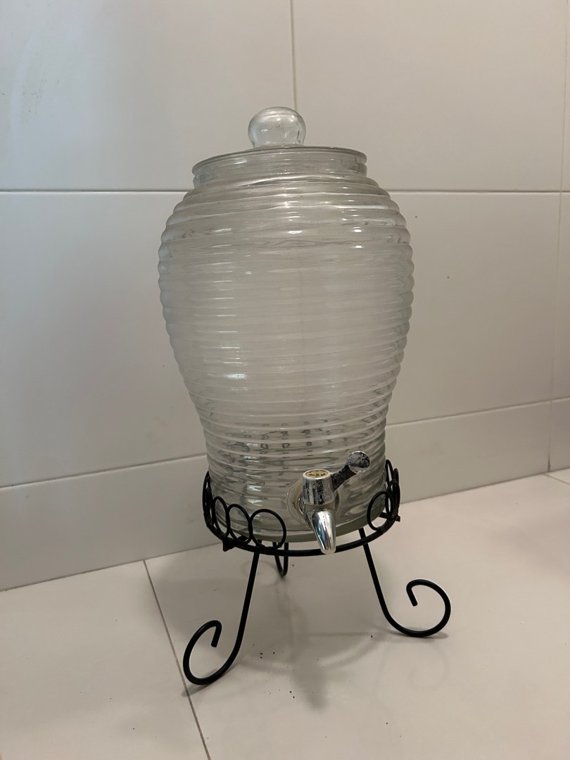Glass beverage dispenser / kombucha glass jar with tap, Furniture
