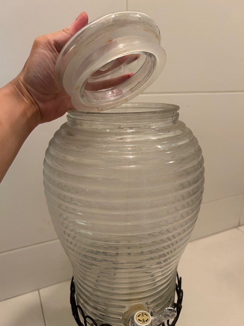 Glass beverage dispenser / kombucha glass jar with tap, Furniture