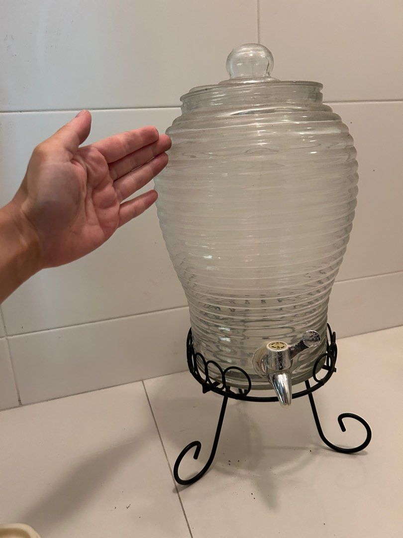Glass beverage dispenser / kombucha glass jar with tap, Furniture