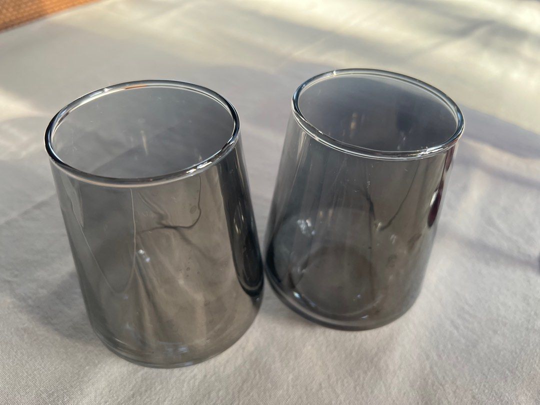Water goblets or cocktail glasses (Category: Dinnerware & Cutlery) located in Paranaque City. Submitted by puttouse (Listing ID 1247308913, Image 1). Description: Set of 6. Grayish glass color 4.75” talk.